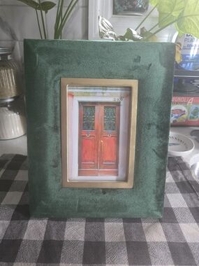 Opalhouse Plush Green Velvet and Gold Inner Trim Picture Frame 4 X6 NWT